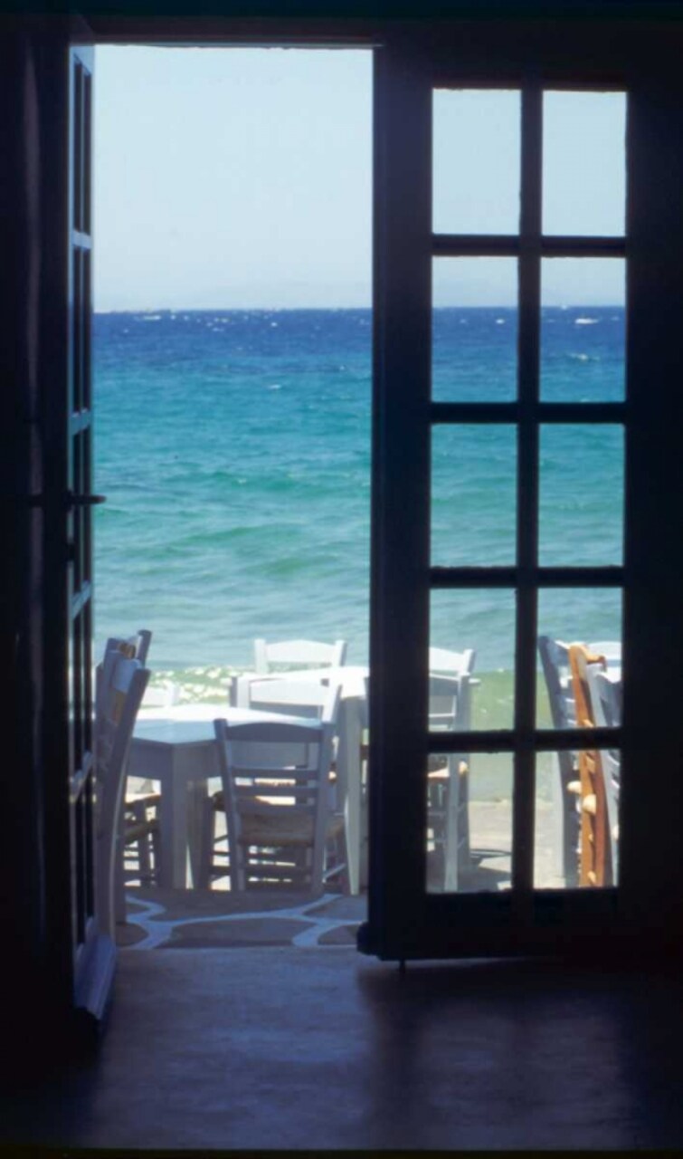 Greece, Island of Mykonos Ocean through door by Nancy Noble Gardner - Item # VARPDXEU12BJA0015